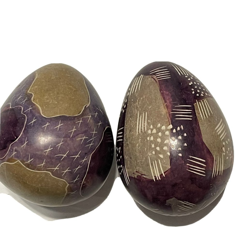 2 decorative egg shaped palm stones home decor